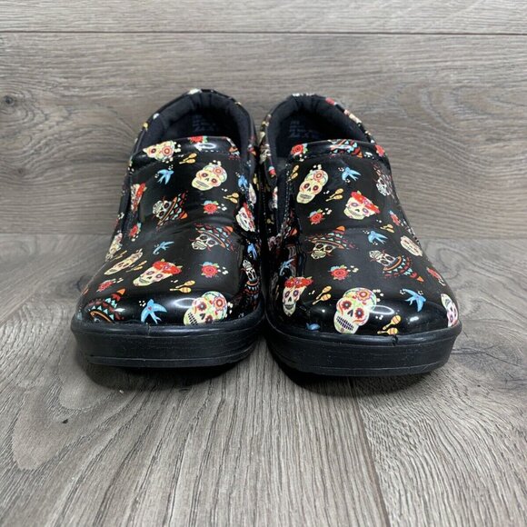Easy Street Day Of The Dead Women Shoes Size 8W Laurie Clogs Nursing EUC - Picture 7 of 11